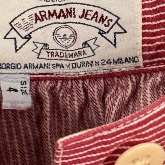 Vintage Georgio Armani red and white ticking skirt. - Picture 2 of 2